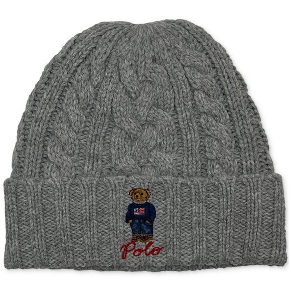 Polo Ralph Lauren Men's Cable-Knit Polo Bear Cuff Hat - Andover Heather - Picture 1 of 1